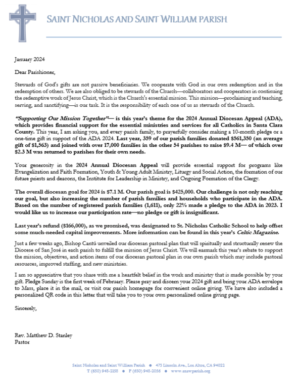 2024 Annual Diocesan Appeal Saint Nicholas and Saint William Catholic